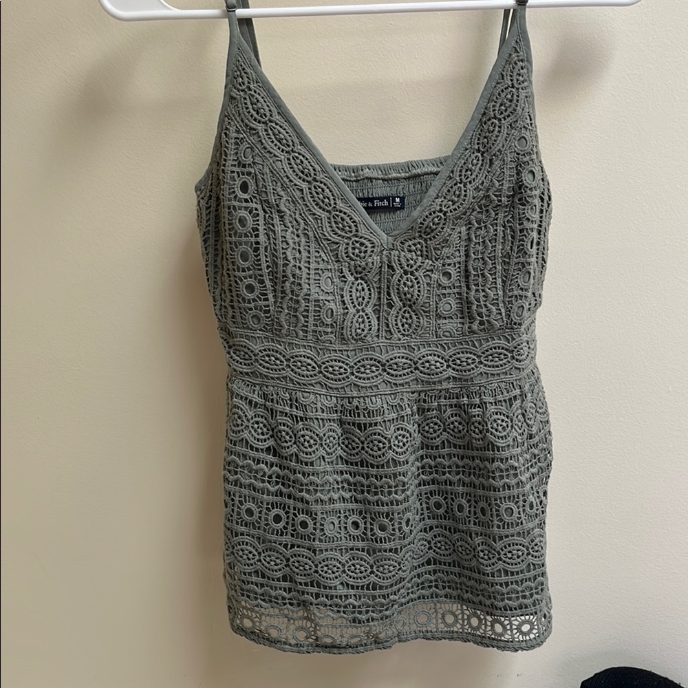 Abercrombie & Fitch Green Embellished Camisole Top